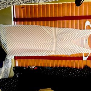 Cream colored dress.